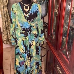 Mint green, turquoise and yellow maxi with attached skirt